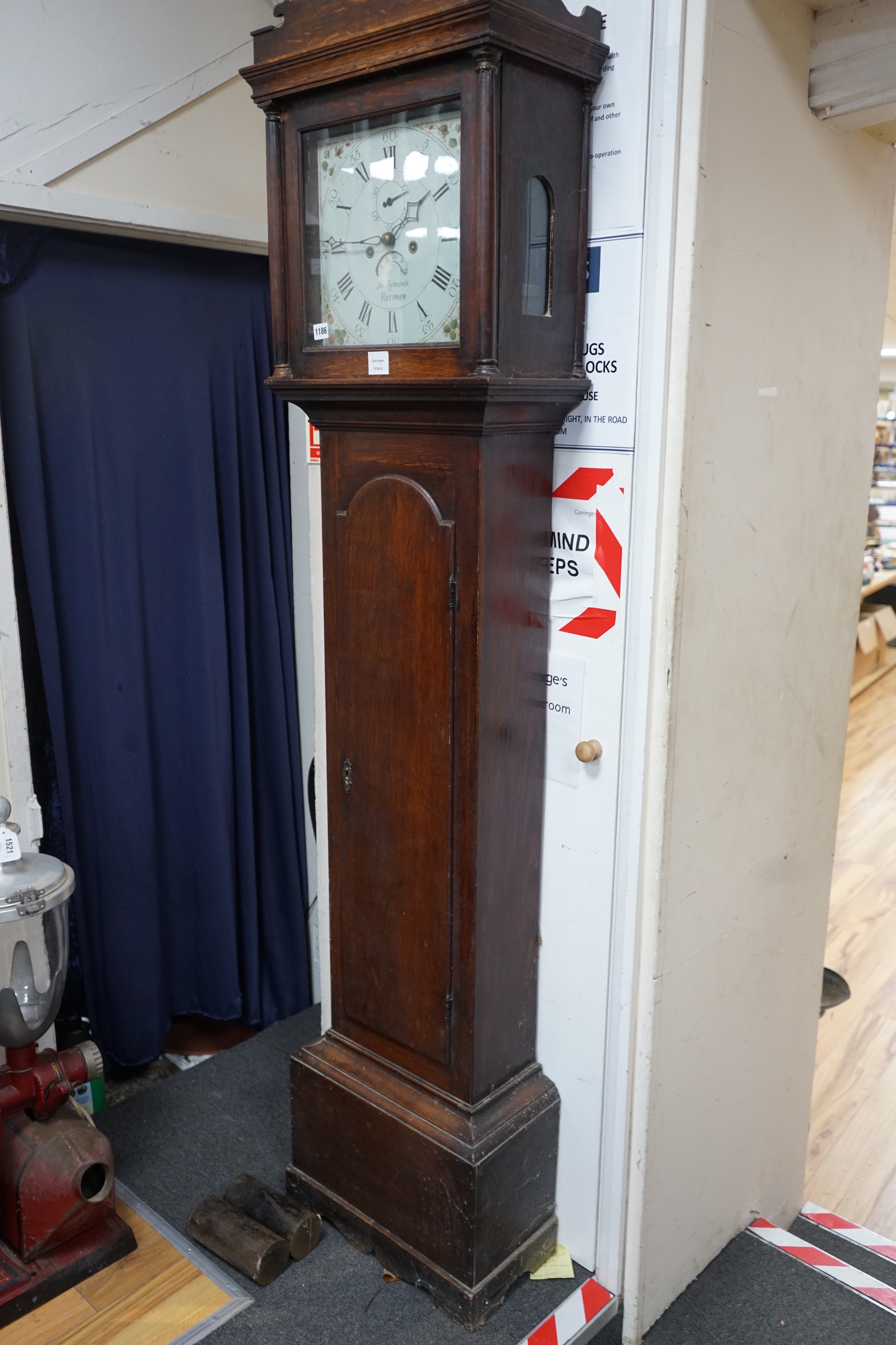 An early 19th century oak eight day longcase clock marked Symonds of Reepham, height 208cm